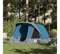 Tienda de Campaña para 4 Personas, Material Poliéster 185T Impermeable, Diseño con Toldo Extraíble y Conexión Eléctrica, Tienda de Campaña Familiar, Tenda Campismo,Color Azul, 298x158x132 cm