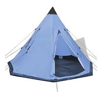 Tienda de Campaña para 4 Personas, Material Poliéster y Estructura de Hierro, Diseño Tipi con Ventanas, Tienda de campaña Familiar, tenda campismo, Color Azul Claro, 365x365x250 cm