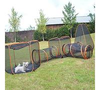 Tienda de campaña para gatos al aire libre 6 en 1 portátil con túnel, corralito plegable desplegable para gatos, cachorros y conejos, ideal para uso en interiores y exteriores