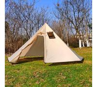 Tienda de campaña piramidal, tienda de campaña octogonal grande para adultos, refugio impermeable de lujo estilo yurta para acampar familiar, festivales, glamping (marrón)