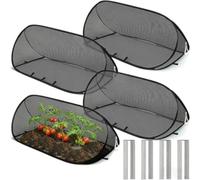 Tienda de campaña plegable para invernadero para cubrir plantas, malla de jardín, jaula de jardín anti con clavos en U, cubiertas de fila de verduras para pájaros y barrera, paquete de 4