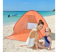 Outsunny Tienda de Playa para 1-2 Personas Pop-Up con Ventanas tipo Refugio con Protección Solar UV 200x150x119 cm Naranja Aosom España