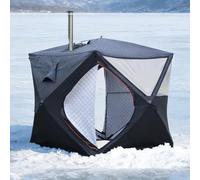 Tienda de campaña portátil para sauna, diseño plegable de apertura rápida con chimenea de estufa, impermeable, aislada para uso en exteriores en todo tipo de clima