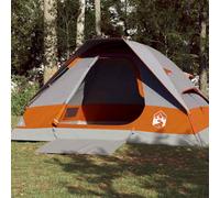Tienda de Campaña Tipo Domo para 4 Personas, Material Poliéster 185T Impermeable, Diseño con Toldo Extraíble y Conexión Eléctrica, Tenda Campismo, Color Gris y Naranja, 274x213x150 cm