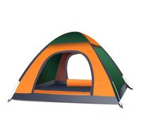 Tienda De Campaña Totalmente Automática De Instalación Rápida For 3-4 Personas, 200x200x130cm, Puertas Dobles, Tienda De Campaña Impermeable Y con Protección UV(Green-Orange)