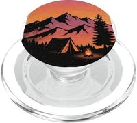 Tienda de campaña Vintage al Atardecer montaña Aventura Campamento Excursionista PopSockets PopGrip para MagSafe