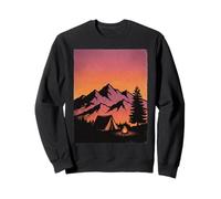 Tienda de campaña Vintage al Atardecer montaña Aventura Campamento Excursionista Sudadera