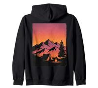 Tienda de campaña Vintage al Atardecer montaña Aventura Campamento Excursionista Sudadera con Capucha
