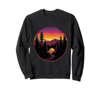 Tienda de campaña Vintage montaña Puesta de Sol Retro Aventura Excursionista Sudadera