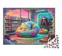 Tienda de Cómics Gato Relajado Escena Puzzle de 1000 Piezas Papel para Adultos Ambiente Acogedor Juego Familiar Decoración Regalo Nan