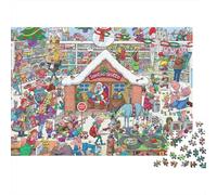Tienda de Juguetes de Navidad Rompecabezas 1000 Piezas para Ocio Personal, Cartón Reciclado Premium,Whimsical Xmas Town Decoración Interior, Regalo Pascua, Juego Educativo 70x50cm/1000pcs