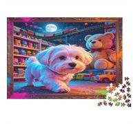 Tienda de Juguetes Perro Puzzle de 1000 Piezas Puzzle para Adultos Papel Escena Nocturna Colorida Juguetes Familia Ocio Decoración Hogar Regalo Nan