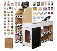 Tienda de madera para supermercado, caja registradora, accesorios para niños, tienda de negocios, 83 cm x 62,5 cm x 107 cm
