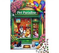 Tienda de Mascotas Puzzle de 1000 Piezas Papel para Adultos Loro Escaparate Puzzle para Toda la Familia Decoración Regalo 70x50cm/1000pcs
