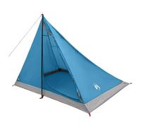 Tienda de mochilero 4-Personas Azul Poliéster 185T con revestimiento de PU | Impermeable, ligero, línea y bolígrafos incluidos, bolsa de transporte, fácil montaje
