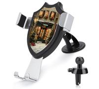 Tienda de Navidad con cintas, arcos, árboles, soporte para teléfono de coche, soporte de clip triangular, soporte de ventilación de aire, accesorios automotrices para teléfonos inteligentes de 4 a 6