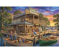 Tienda de Pesca en el Muelle del Bosque Puzzle De Madera 1000 Piezas Adultos Y Niños,Rompecabezas,Desafío,Regalo Ideal,Deco Pared,14 Años+,Anti-estrés,Relax,Reto,Madera,Educativo (75x50cm)