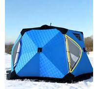 Tienda de pesca en hielo aislada con alfombrilla para el suelo, que incluye cuerdas de anclaje y bolsa de transporte, refugio emergente para pesca en hielo con capacidad para 6-10 personas Blue