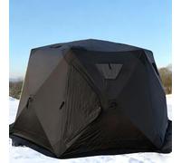 Tienda de pesca en hielo aislada con alfombrilla para el suelo, que incluye cuerdas de anclaje y bolsa de transporte, refugio emergente para pesca en hielo con capacidad para 6-10 personas Black