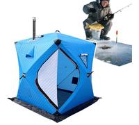Tienda De Pesca En Hielo Aislada, con Apertura De Chimenea | 2 Puertas , Aislamiento De Triple Capa, Aislamiento De Triple Capa For 3-4 Personas For Actividades En La Nieve