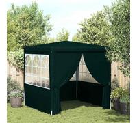 Tienda de recepción 2x2 m verde con ventanas decorativas, pabellón jardín de polietileno y estructura de acero inoxidable, pared lateral y puerta con cremallera para fiestas
