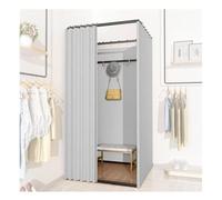 Tienda De Ropa Sala De Montaje Probador Independiente Cuadrado, Probador De Ropa Móvil, División De Privacidad De La Habitación Con Barra For Colgar Ropa, Espacio Grande(Light Gray,100x100x200cm)