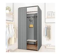 Tienda De Ropa Sala De Montaje Probador Independiente Cuadrado, Probador De Ropa Móvil, División De Privacidad De La Habitación Con Barra For Colgar Ropa, Espacio Grande(Dark Gray,100x100x200cm)