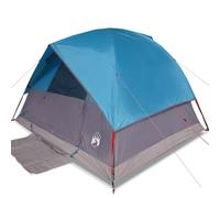 Tienda domo 6 personas impermeable azul con bolsa de transporte | Poliester, revestimiento de PU, costuras selladas, hoja de tierra, bastones de fibra de vidrio, E-Port, plegables