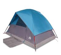 Tienda domo impermeable azul para 2 personas con poliéster y lona | Poliéster recubierto de PU, costuras selladas, lona de tierra, bastones de fibra de vidrio, sistema de pluma y anillo