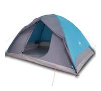 Tienda domo impermeable para 6 personas azul con tienda exterior | Poliéster recubierto de PU, costuras selladas, paredes de malla para ventilación, E-Port, bastones de fibra de vidrio