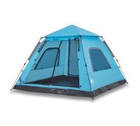 Tienda domo para 5 personas liberación rápida azul impermeable | Poliéster recubierto de PU, costuras selladas, lona de tierra, tienda exterior extraíble, postes de soporte para toldos