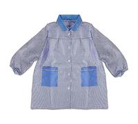 TIENDA EURASIA® Bata Escolar Infantil - Babi Escolar con Botones Estampado a Cuadros - Cuello y Bolsillos a Juego - Disponible en Colores y Medidas Diferentes (FR/ES, Edad, 3 años, Regular, Azul)