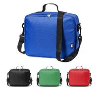 TIENDA EURASIA - Bolsa Termica Porta Alimentos, Nevera de Tela Portatil con Base Reforzada, Interior Isotermo, Incluye Asa y Cinta de Bandolera Ajustable (Azul)