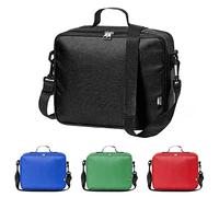 TIENDA EURASIA - Bolsa Termica Porta Alimentos, Nevera de Tela Portatil con Base Reforzada, Interior Isotermo, Incluye Asa y Cinta de Bandolera Ajustable (Negro)