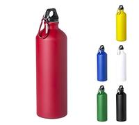 TIENDA EURASIA® Botella de Agua de Aluminio, Capacidad 800 ml, con Tapon de Seguridad y Mosqueton Metalico, Bidon Ligero para Trekking, Camping, Gimnasio, Color Rojo