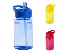 TIENDA EURASIA® Botella de Agua Infantil, 440 ml de Capacidad, con Dosificador, Tapon a Rosca y Asa de Transporte, Bidon de niños para Colegio, Camping, Excursiones, Paseos, Color Azul