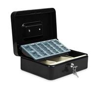 TIENDA EURASIA - Caja Caudales | Cerradura con 2 Llaves | Acero Aleado | Caja de Seguridad | Bandeja Interior Extraible | Ranura para Monedas | Caja Fuerte (Portamonedas 25x18x9 cm)