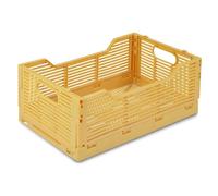 TIENDA EURASIA - Caja Plegable Apilable, Plástico Resistente Libre de BPA, se Puede Ensamblar y Desmontar Fácilmente, Rectangular, para Almacenaje, Armarios, Baño o Cocina (L, Ocre)