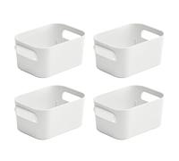 TIENDA EURASIA® Cajas de Almacenaje con Asas - Organizadores de Plástico Multiusos - Ideales para baño, cocina, salón, dormitorio (Opaco Blanco, 4 Cajas - 18 x 12,5 x 8,5 cm - 1,5 L)