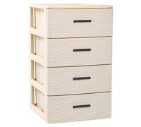 TIENDA EURASIA - Cajonera de Plástico | Diseño Acabado en Mimbre Ratan | Color Marfil | 3 y 4 Alturas | Cajón Extraíble | Comodas y Cajoneras Dormitorio (4 Alturas - 36,5 x 39,5 x 61,5 cm)