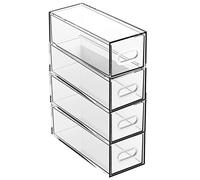 TIENDA EURASIA - Cajonera Plástico Transparente, Organizador de Escritorio Modular, Util para Oficina, Baño (4 cajones, 7 x 17 x 22 cm)