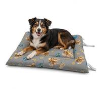 TIENDA EURASIA - Cama de Viaje Enrollable para Perros | Diseño Camino de Santiago | Asas Elásticas | Algodón y Poliéster | Multicolor | Razas Pequeñas, Medianas, Grandes y XL (Mediano 80x60 cm)