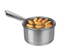 TIENDA EURASIA® Cazo Cocina - Cazo de Acero Inoxidable con Cestillo Freidor 16 cm - Cazo Especial Induccion y para Todo Tipo de Fuegos