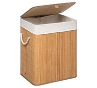 TIENDA EURASIA - Cesto Ropa Sucia con Tapa | Estructura de Bambú y Forro Interior | Plegable | Forma Rectangular | con Asas | Medida 40 x 50 x 30 cm