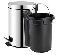 TIENDA EURASIA - Cubo de Basura Cocina | Con Pedal | Acero Inoxidable | Contenedor Interior Extraíble | Acabado Cromado Brillante | Papelera Baño (12L)
