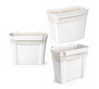 TIENDA EURASIA - Cubo de Basura para Puerta de Cocina 4L | Colgante con Soporte | Plástico Resistente | Color Blanco | Papelera Compacta para Armario y Encimera