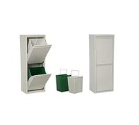 TIENDA EURASIA® Cubo de Basura y Reciclaje para el Hogar con Compartimentos - Apertura Simultánea - Cubos Independientes y Extraíbles - Cubos de 18 L (BLANCO, 2 COMPARTIMENTOS)