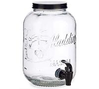 TIENDA EURASIA® Dispensador de Agua/Bebidas con Grifo - Recipiente de Cristal y Dosificador Metálico - 3800 ML (Negro, Sin Soporte - 16,5 x 26 x 16,5 cm)