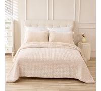 TIENDA EURASIA - Edredon | Nórdico | con Borreguito | Estampado | Reversible | Microfibra 100% Poliéster | Lavable a máquina a 30°C | Tacto Suave (Beige, Cama 90/105 180x240 cm - 1 Funda)