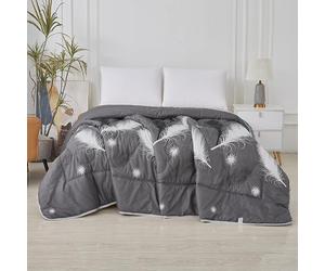 TIENDA EURASIA - Edredón Nórdico Reversible | Estampado Bicolor | 100% Relleno de Fibra Siliconada | Tacto Suave y Confortable de Microfibra 300g/m2 (Antracita, Cama 150/180 240x260 cm)